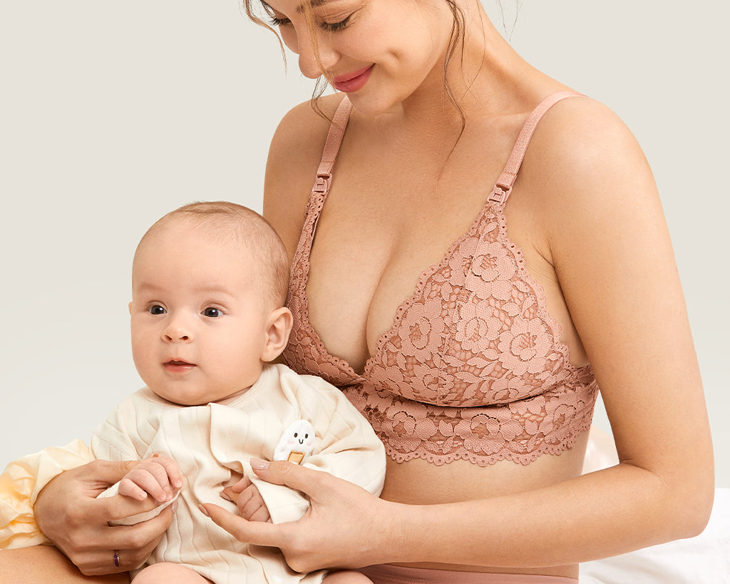 Women's Lace Nursing Bralette Cream Coffee
