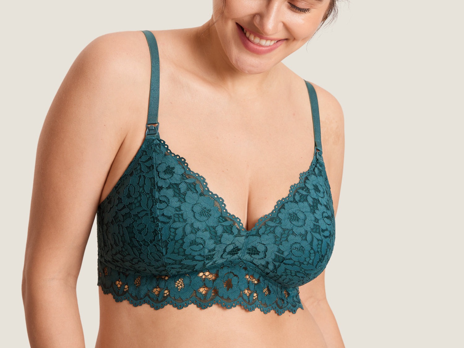 Women's Supportive Lace Nursing Bralette Spruce Green