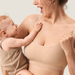 Women's Ribbed Scoop Nursing Bralette Beige 2