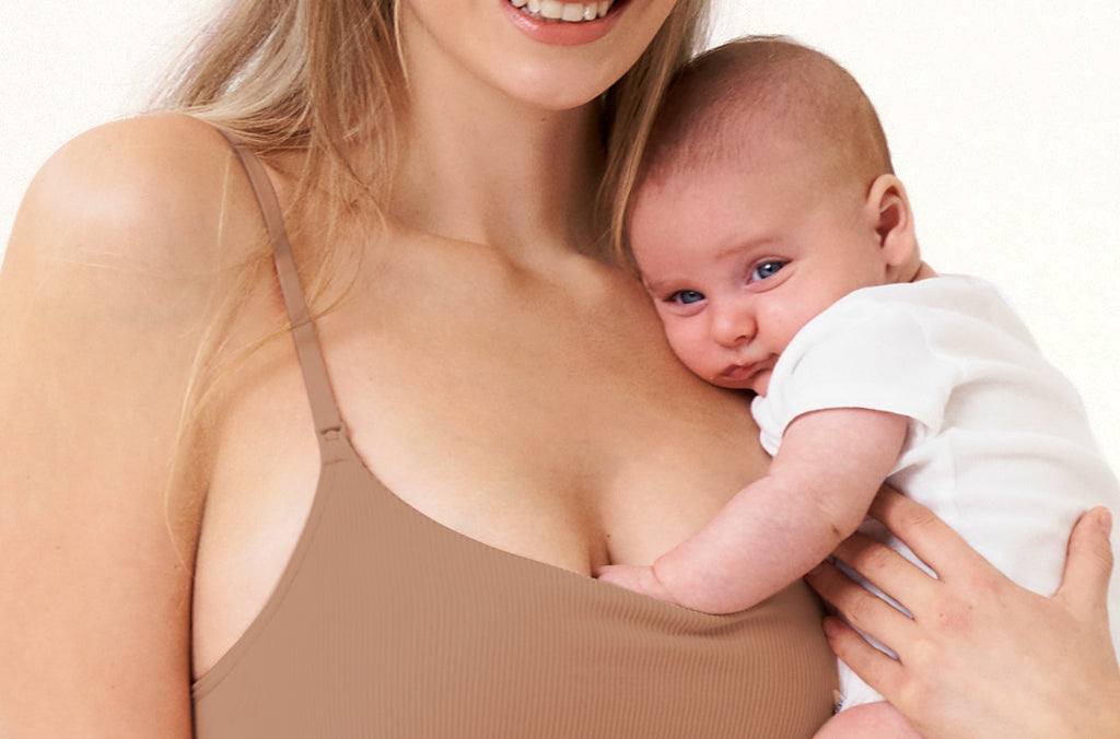 Women's Ribbed Scoop Nursing Bralette Candy Pink