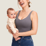 Women's V Neck Nursing Crop Tank Top Pure Blue