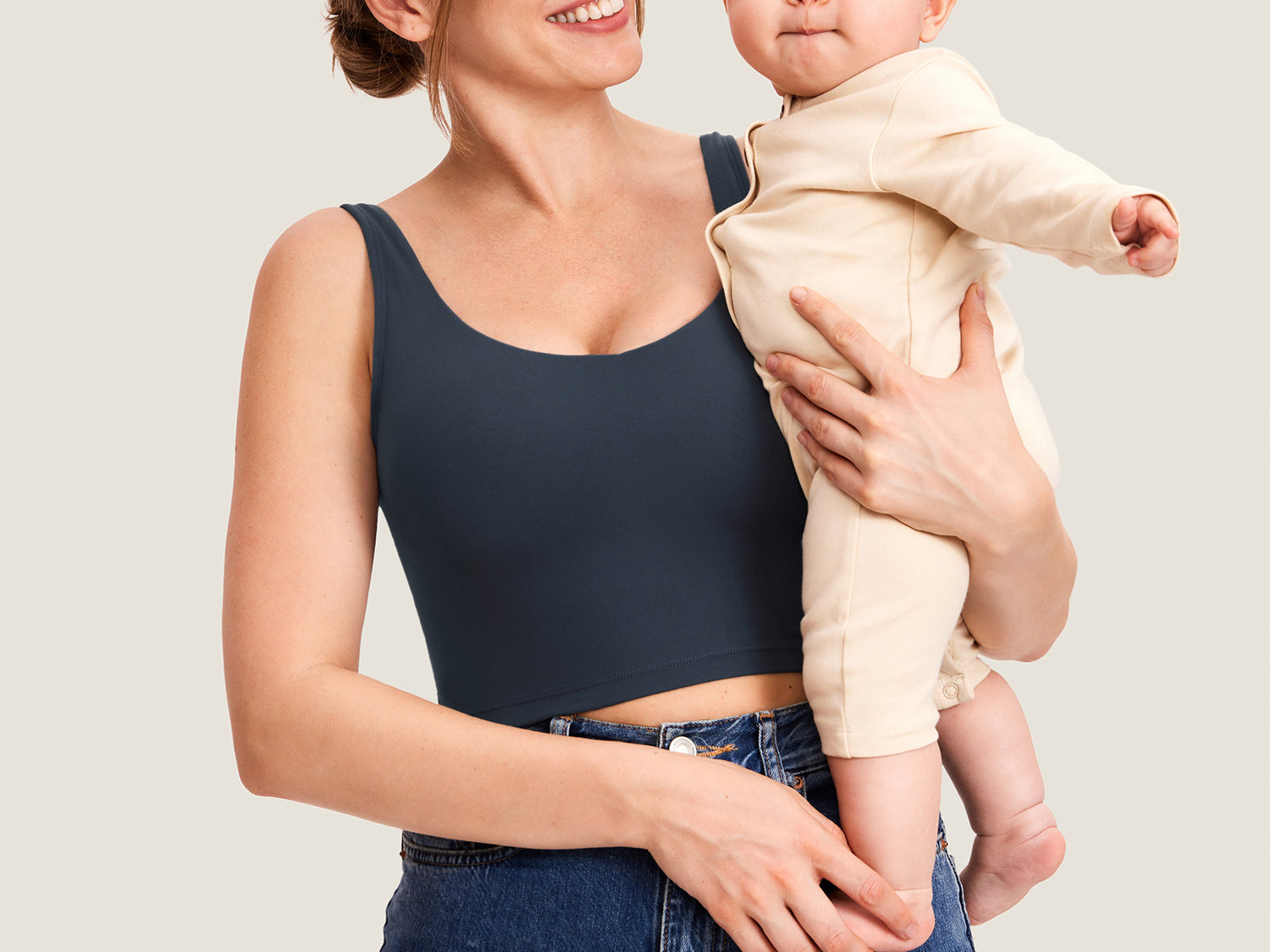 Women's V Neck Nursing Crop Tank Top Twilight Blue