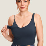 Women's V Neck Nursing Crop Tank Top Twilight Blue