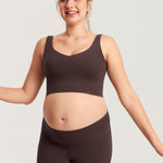 Women's V Neck Nursing Crop Tank Top Mojave Tan
