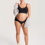 Women's Ribbed V Neck Nursing Bralette Black @model_info:MOM4