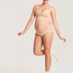 Women's Ribbed V Neck Nursing Bralette Beige @model_info:MOM4