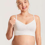 Women's Ribbed V Neck Nursing Bralette Iceland White @model_info:MOM1