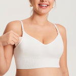 Women's Ribbed V Neck Nursing Bralette Iceland White @model_info:MOM2
