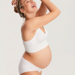 Women's Ribbed V Neck Nursing Bralette Iceland White @model_info:MOM3
