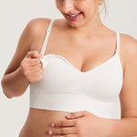 Women's Ribbed V Neck Nursing Bralette Iceland White @model_info:MOM4