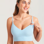 Women's Ribbed V Neck Nursing Bralette Light Glacier @model_info:MOM1