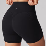 Women's Hugcurve No Front Seam Pockets Shorts 5" Black