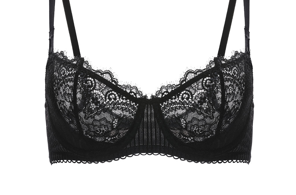 Women's Lace Balconette Underwire Bra Black