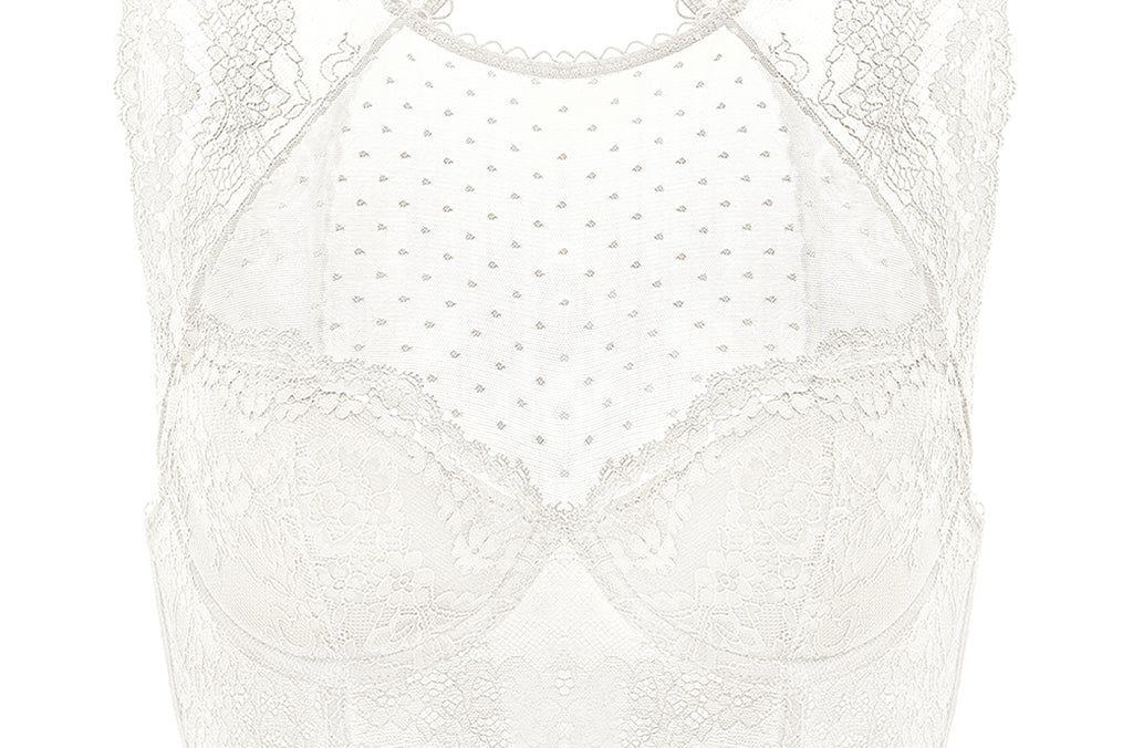 Women's Classic Lacy Mesh Bra Top Ivory @model_info:ES1