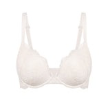 Women's Lacy Plunge Push Up Bra Rose White