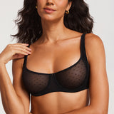 Women's Sexy Mesh Underwire Balconette Bra Black