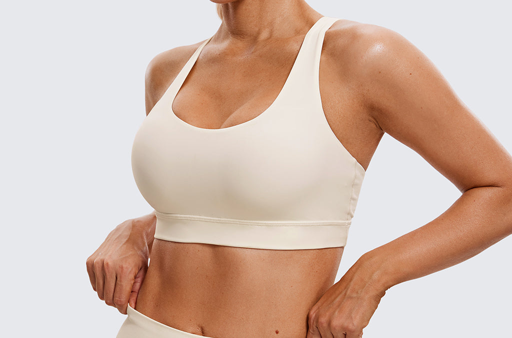 CRZ YOGA Women's Cross Back Sports Bra Black