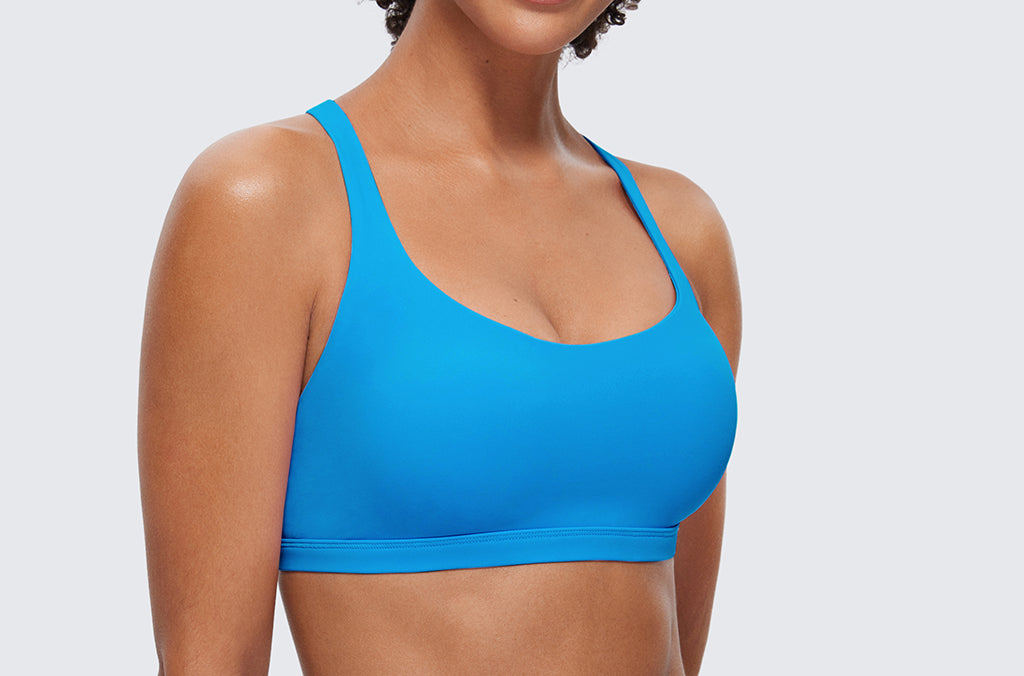 CRZ YOGA Women's Strappy Sports Bras Madagascar Blue