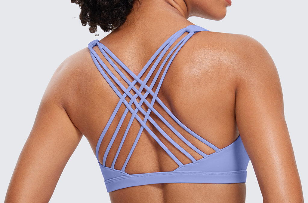CRZ YOGA Women's Strappy Sports Bras Periwinkle Purple