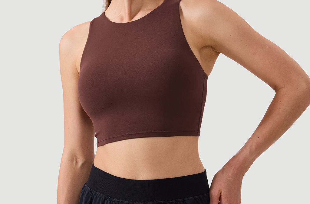 Women's Racerback Longline Sports Bra Taupe