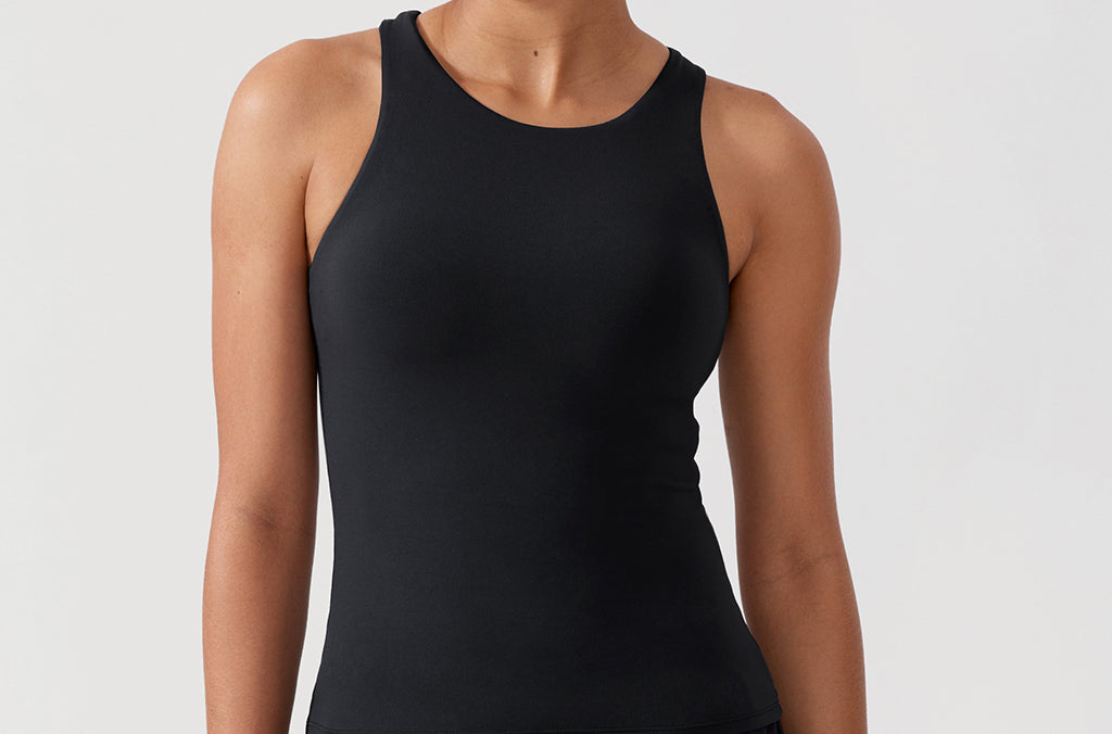 Women's Waist Length Racerback Tank Top Melanite