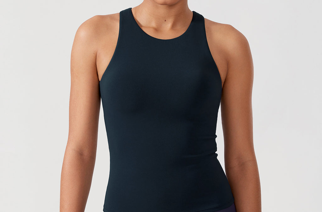 Women's Waist Length Racerback Tank Top Black