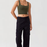 CRZ YOGA Women's Square Neck Longline Sports Bra Ripe Plum