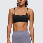 CRZ YOGA Women's Adjustable Spaghetti Straps Sports Bra Melanite