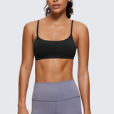 CRZ YOGA Women's Adjustable Spaghetti Straps Sports Bra Melanite