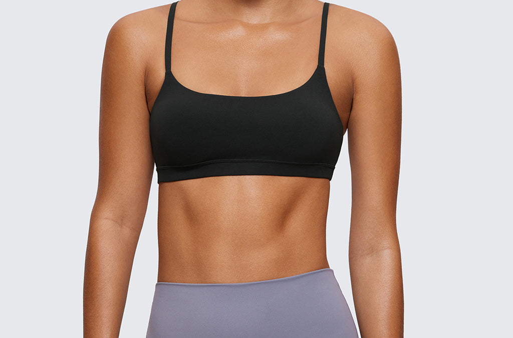 CRZ YOGA Women's Adjustable Spaghetti Straps Sports Bra Melanite