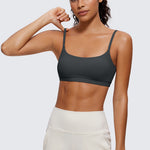 CRZ YOGA Women's Adjustable Spaghetti Straps Sports Bra Melanite