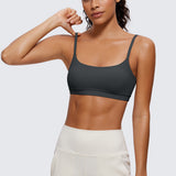 CRZ YOGA Women's Adjustable Spaghetti Straps Sports Bra Melanite