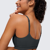 CRZ YOGA Women's Adjustable Spaghetti Straps Sports Bra Melanite
