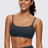 CRZ YOGA Women's Adjustable Spaghetti Straps Sports Bra Black