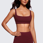 CRZ YOGA Women Butterluxe Square Neck Cami Padded Mini Bra Red Merlot