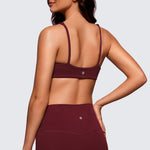 CRZ YOGA Women Butterluxe Square Neck Cami Padded Mini Bra Red Merlot