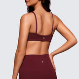 CRZ YOGA Women Butterluxe Square Neck Cami Padded Mini Bra Red Merlot