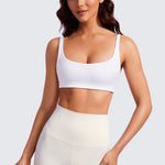 CRZ YOGA Women Butterluxe Square Neck Cami Padded Mini Bra Black