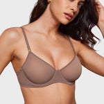 Women's Sheer Mesh Demi Bra Brown Purple