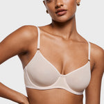Women's Sheer Mesh Demi Bra Coconut White