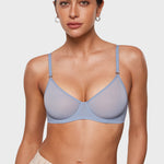 Women's Sheer Mesh Demi Bra Moonlight Blue