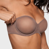 Women's Sheer Mesh Strapless Bra Brown Purple