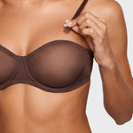 Women's Sheer Mesh Strapless Bra Hazelnut