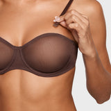 Women's Sheer Mesh Strapless Bra Hazelnut