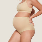 Women's High Waist Full Coverage Maternity Panties 2 Pack Light Oatmeal (2pack) @model_info:SHOPIFY3