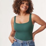 Women's Square Neck Bodysuit Midnight Emerald