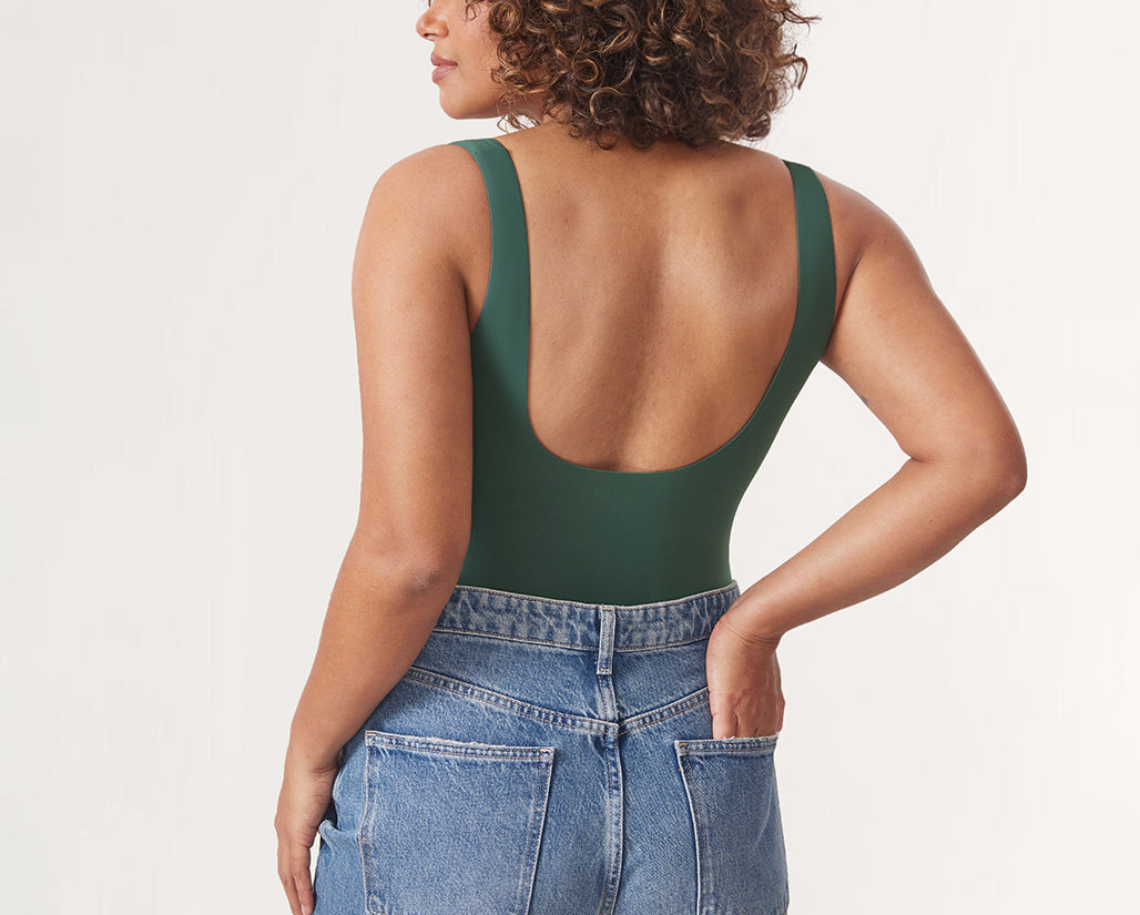 Women's Square Neck Bodysuit Midnight Emerald