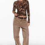 INLYRIC Women's Cosnufy® Mesh Sheer Long Sleeve Top Wildland Leopard