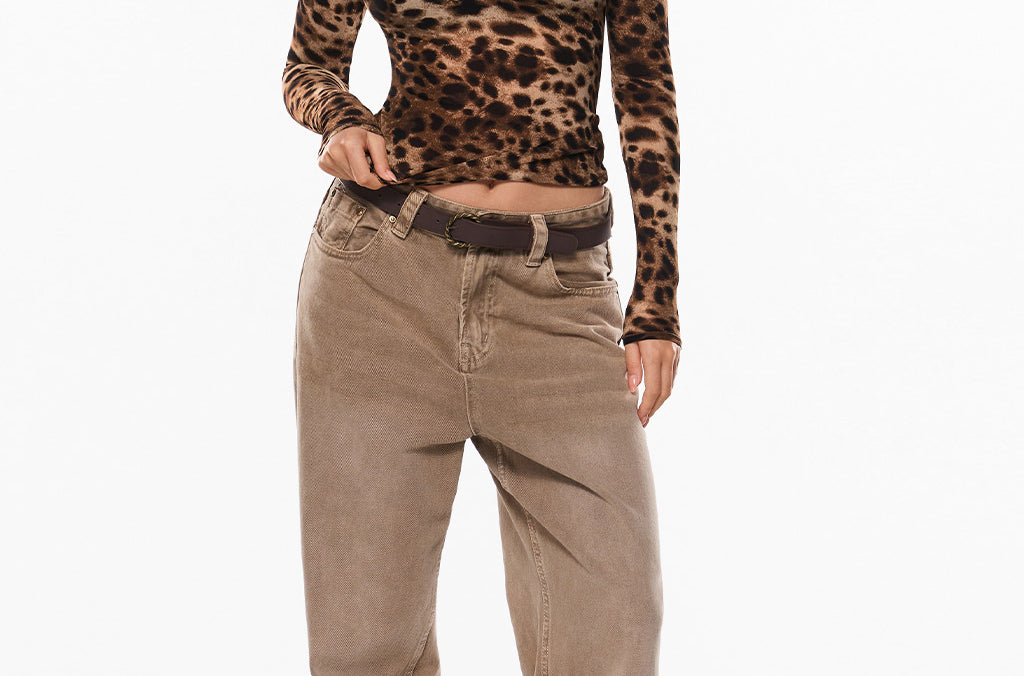 INLYRIC Women's Cosnufy® Mesh Sheer Long Sleeve Top Wildland Leopard