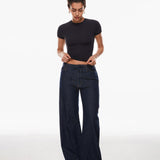 Women's Single Layer Basic Short Sleeve Top - Crew Neck Black